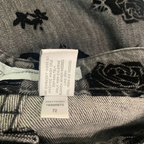 Chico's Platinum Jeans Womens Size 2 US L 12 Black Denim Floral Velvet Skinny - Picture 11 of 12